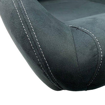 281110 SUPERSTREET2 TOURING BLACK SYNTHETIC SUEDE SEATS. WHITE STITCHING. PAIR